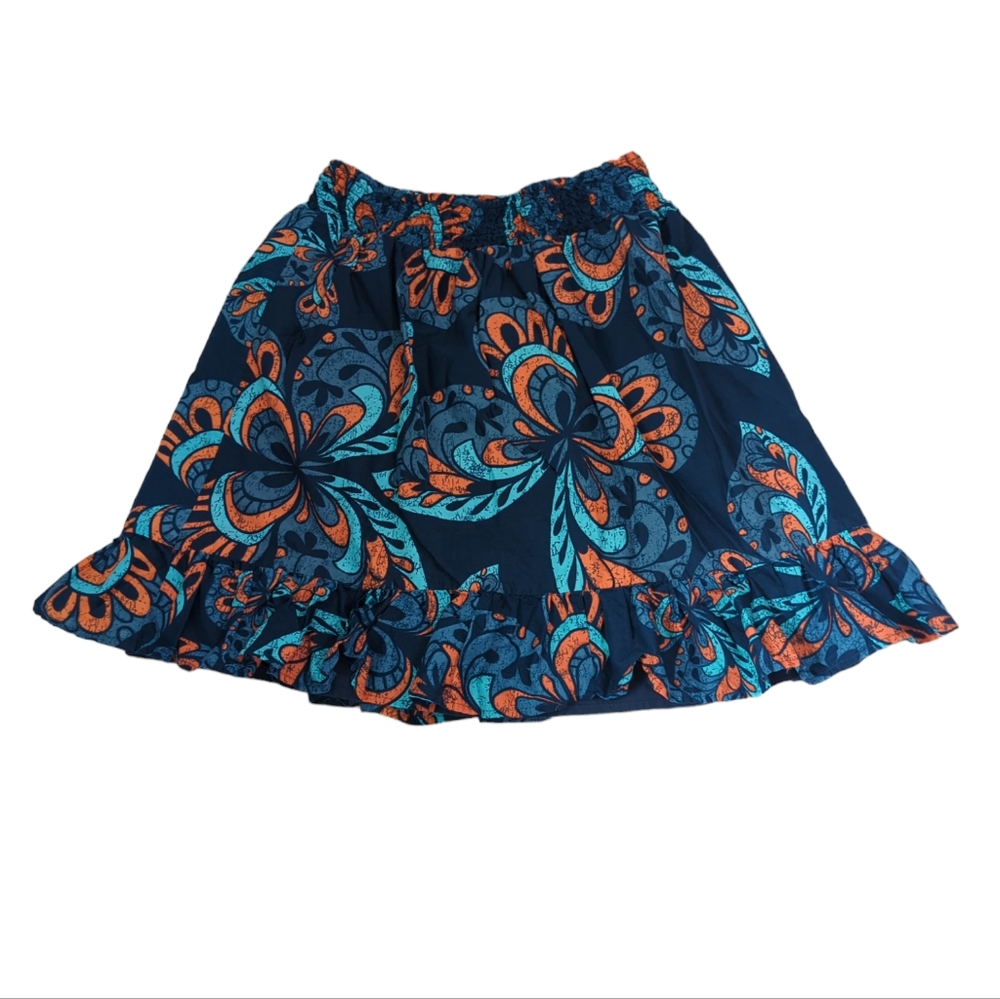 Arizona skirt, floral Hawaiian A-line ruffle bottom, girls size large 14